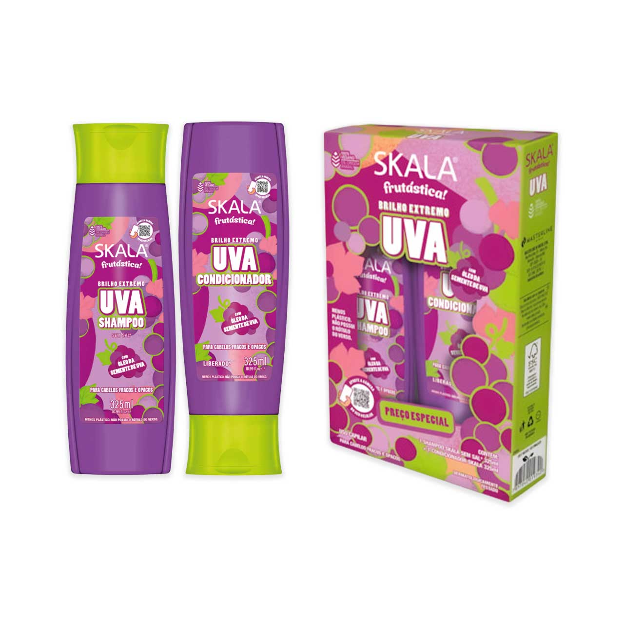 KIT DE SHAMPOO Y ACONDICIONADOR UVA BRILLO EXTREMO SKALA
