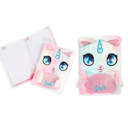 CUADERNO CON PELUCHE UNICORNIO 21.5x14.5 CM