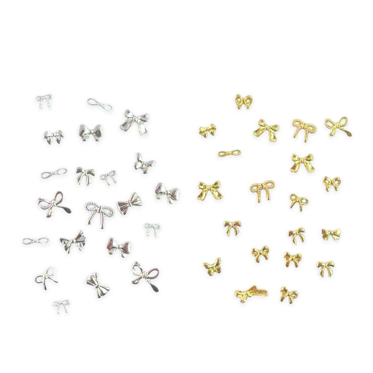 GO-25006 DECORACIÓN PARA UÑAS MOÑOS DORADOS/PLATEADOS - Image 1
