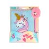 CUADERNO DE FELPA UNICORNIO + LAPICERA 20x15CM