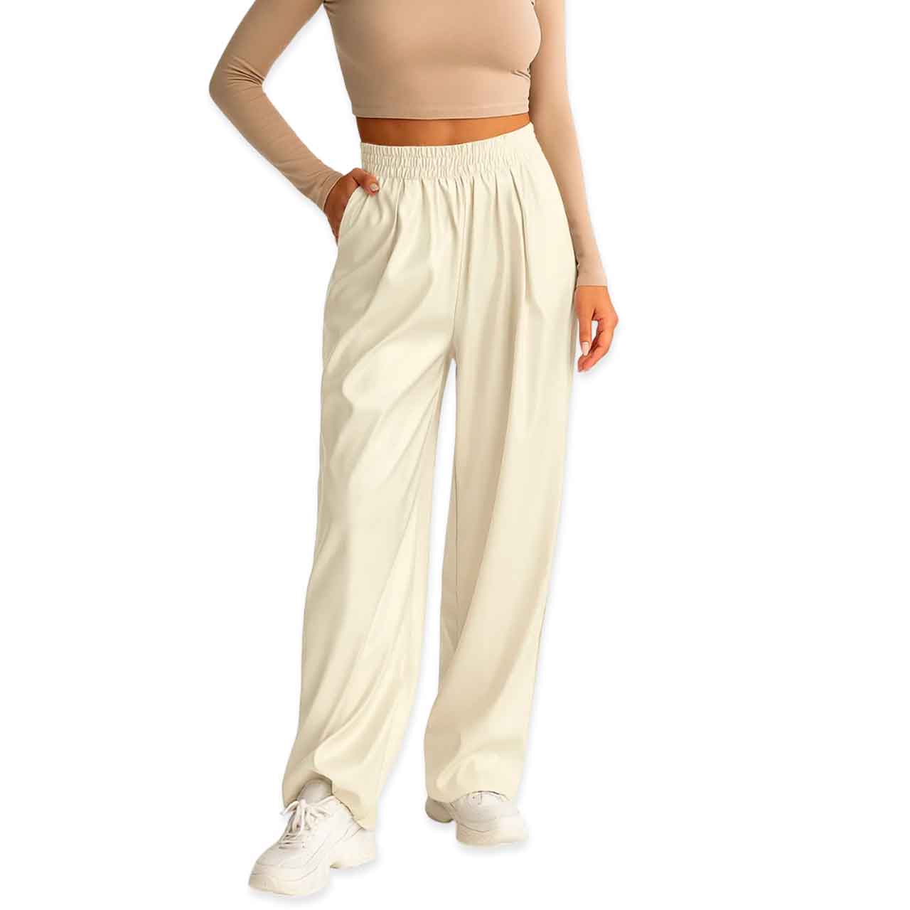 PAN32933 PANTALÓN JOGGING RECTO BEIGE - Image 1