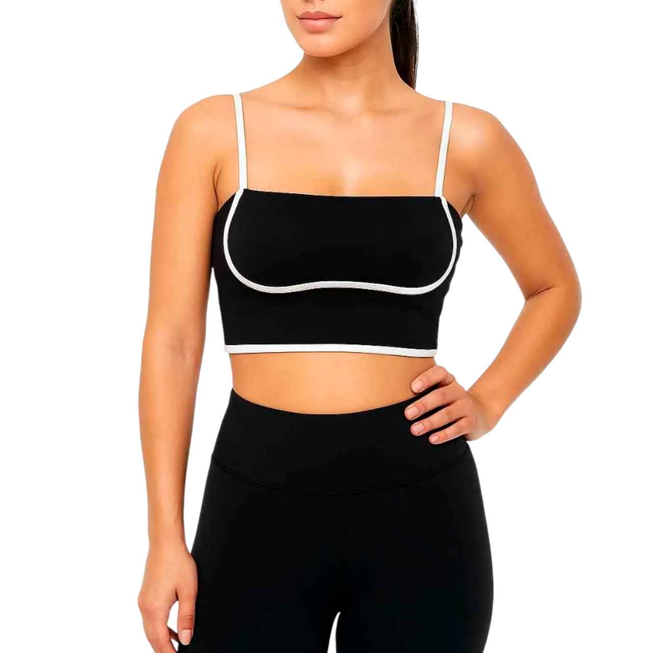 TOP31493 TOP DEPORTIVO NEGRO CON LÍNEA BLANCA - Image 1