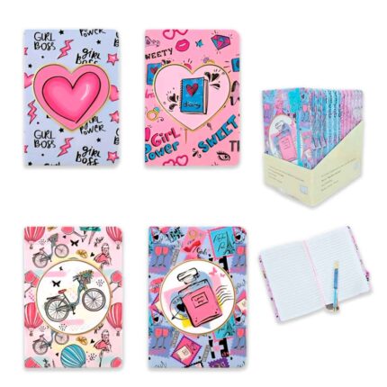 CUADERNO A5 TAPA DURA CON ELÁSTICO ESTAMPADO