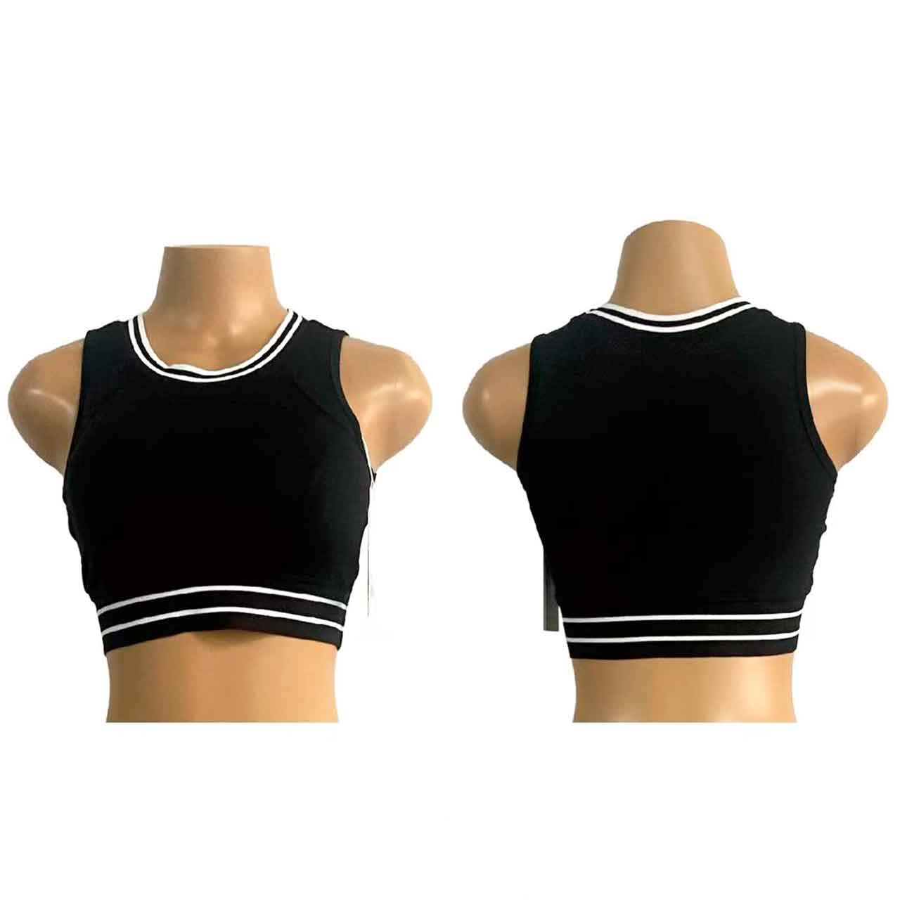 32159-137-1 TOP NEGRO CON LÍNEAS BLANCAS - Image 1