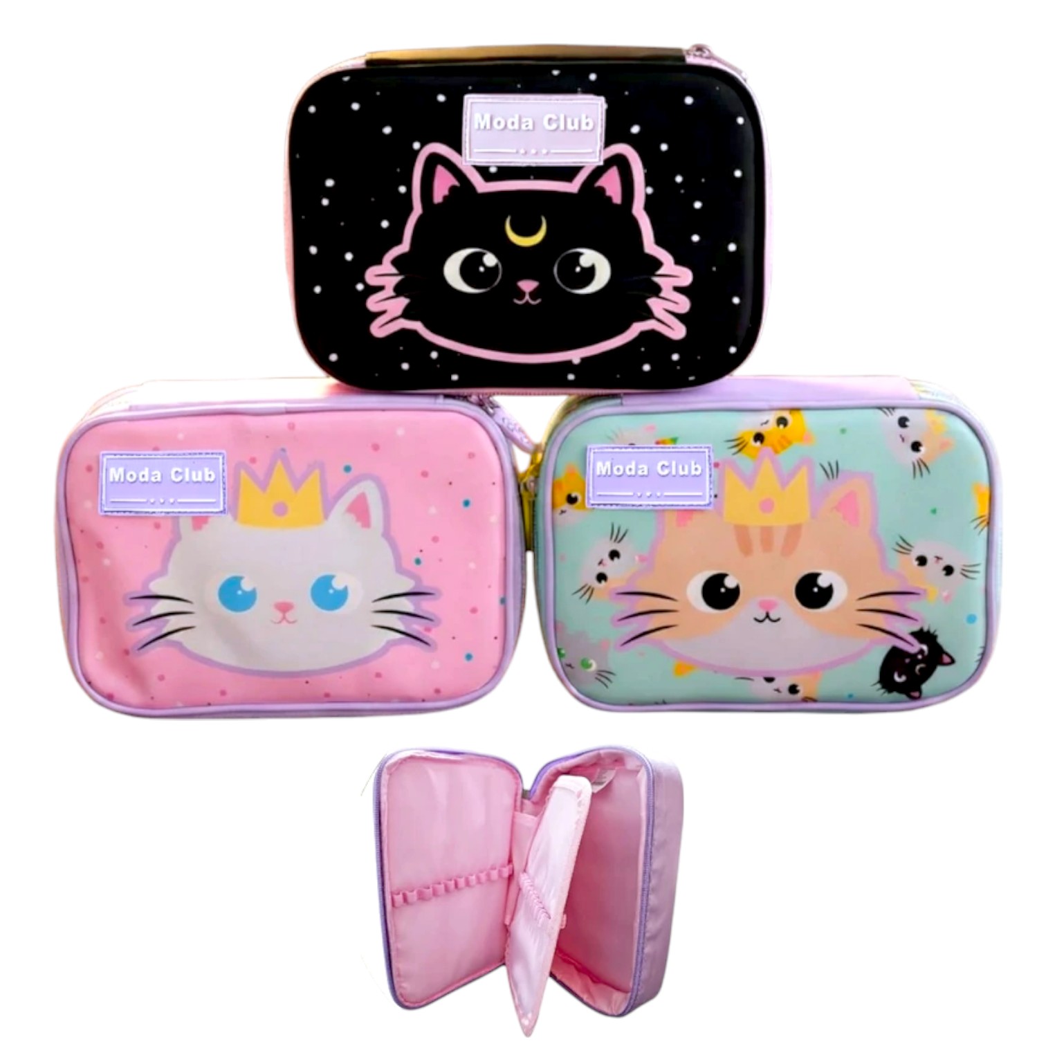 CARTUCHERA CON GATITOS RECTANGULAR