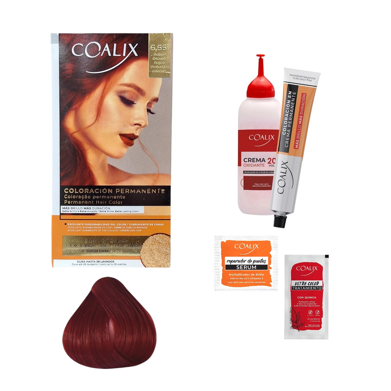CX2162-6.66i KIT DE COLORACIÓN EN CREMA 6.66i RUBIO OSCURO ROJIZO PROFUNDO INTENSO COALIX - Image 1
