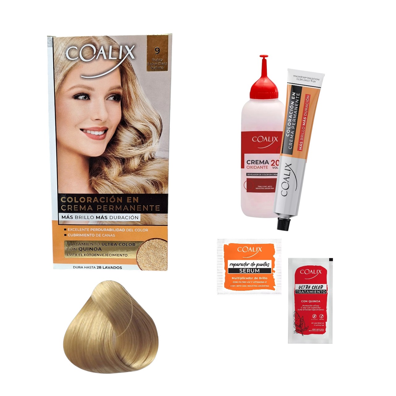 CX2162-9 KIT DE COLORACIÓN EN CREMA 9 RUBIO EXTRA CLARO NATURAL COALIX - Image 1