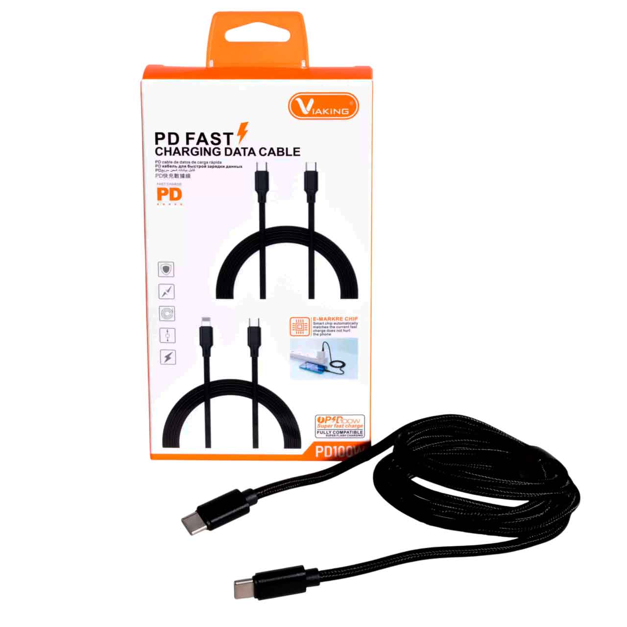 PD82 CABLE USB-C - USB-C 1.5M 100W VIAKING - Image 1