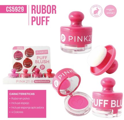 RUBOR PUFF CON ESPONJA PINK 21
