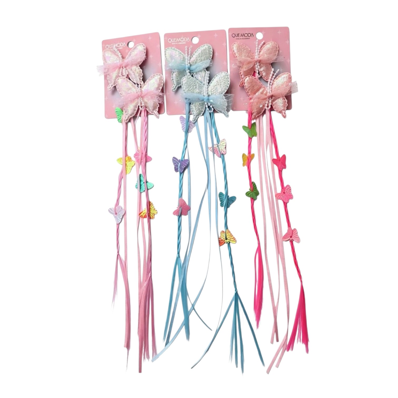 QB-3824-01 SET X2 MECHAS DE CABELLO TRENZA CON MARIPOSAS - Image 1