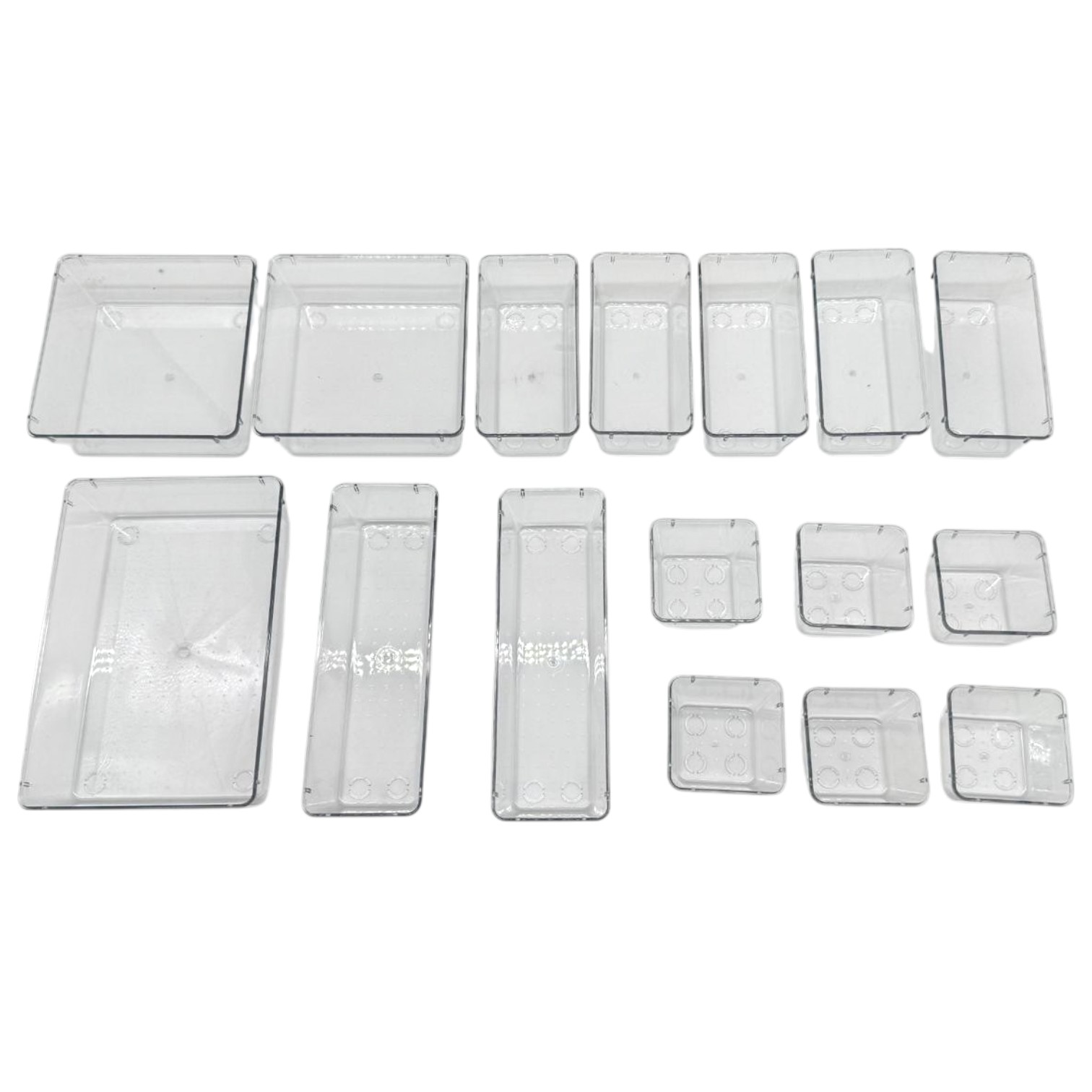 YH28594-4 SET X16 ORGANIZADORES DE ACRÍLICO 7.5x7.5 CM / 15x8CM / 21x13CM - Image 1