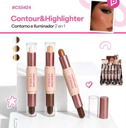 CONTORNO EN BARRA + ILUMINADOR PINK 21