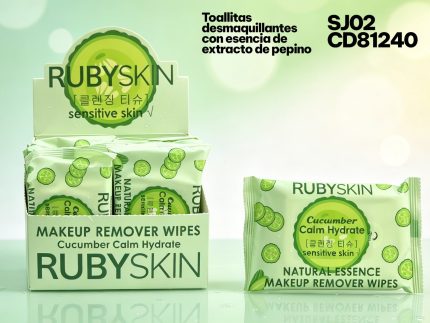 TOALLITAS DESMAQUILLANTES CON EXTRACTO DE PEPINO RUBYSKIN